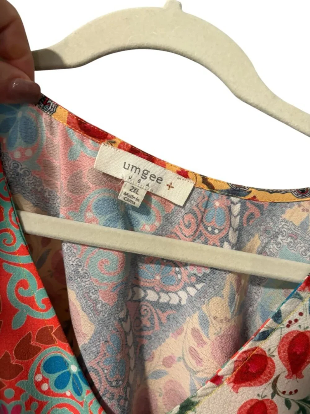 Umgee Mixed Print Ruffle Sleeve Blouse - Picture 5 of 6